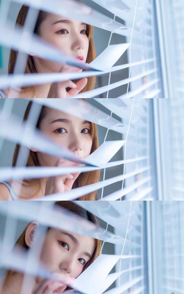 紗窗邊面若桃花清純粉嫩美女圖片