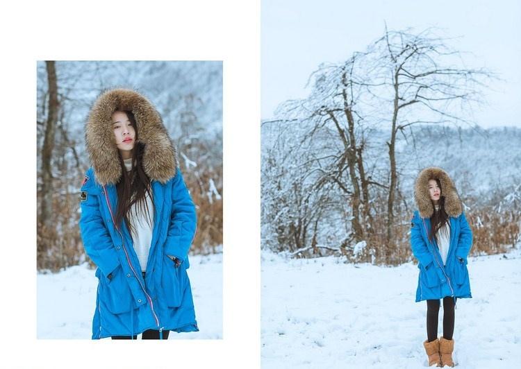 雪天長發(fā)美女鼻尖泛紅美麗動人圖片