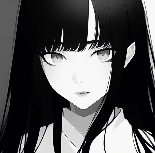 黑白動漫女頭高清頭像圖