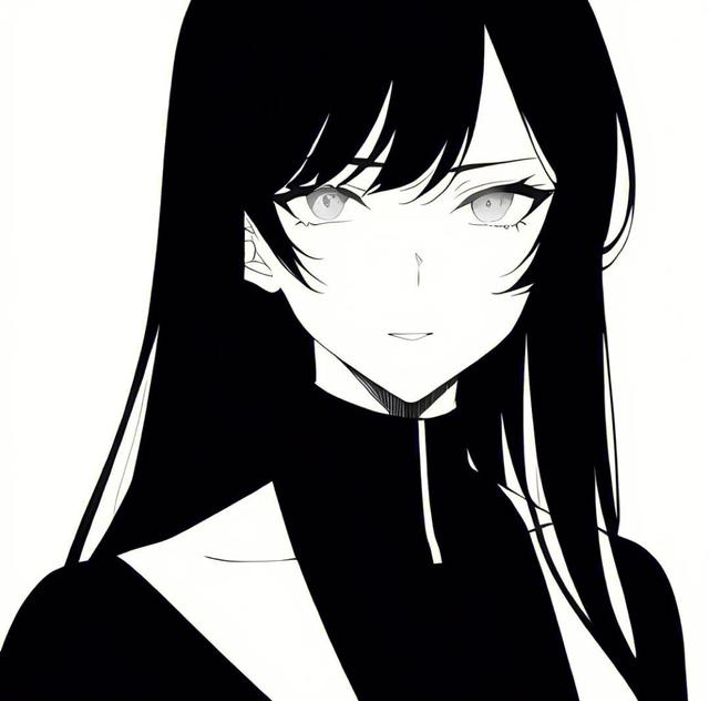 黑白動漫女頭高清頭像圖