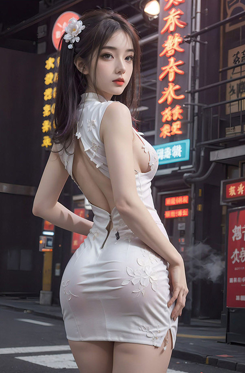 AI古典旗袍婷婷玉立如畫中仙